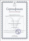 Сертификат участника онлайн - вебинара. 2020г.
"Море словестности" Коррекция аграмматической и оптической дисграфии.